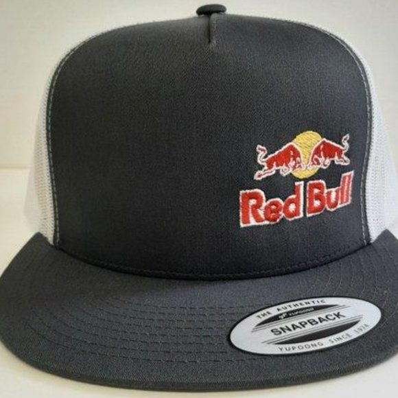 Handmade Other - Red Bull Flat Bill Mesh Snapback Black Hat Cap Embroidered Logo